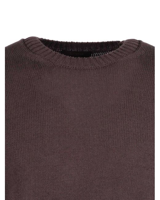 SLOWEAR ZANONE Brown Crew Neck Sweater Linen Cotton Crewneck for men