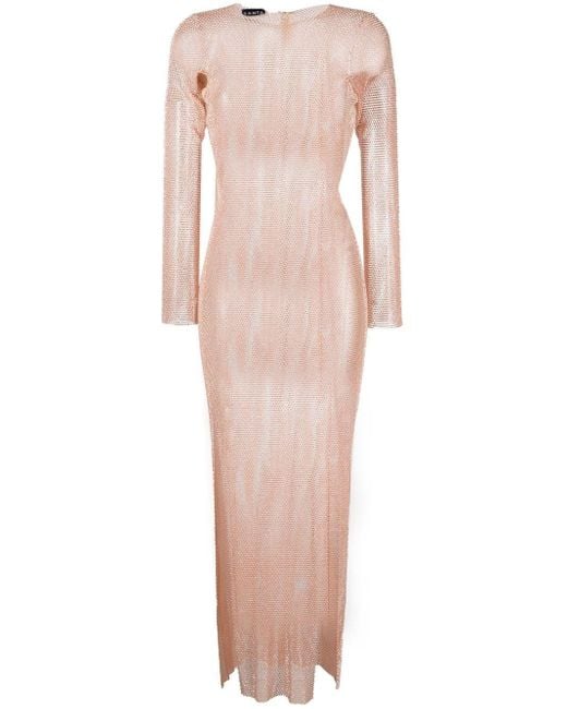 Santa Brands Pink Rhinestone-Embellished Sheer Maxi-Dress
