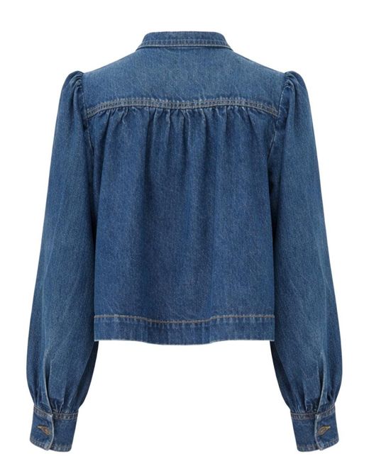Chloé Blue Solid Mandarin Collar Jacket