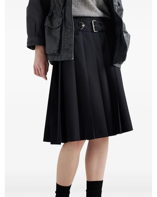 Prada Geplooide Rok Met Riem in het Black