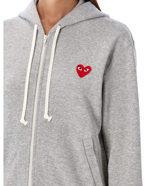 COMME DES GARÇONS PLAY Gray Icon Heart Full Zip Hoodie