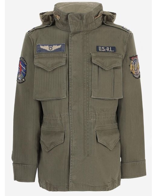 Polo Ralph Lauren Green Cotton Parka With Multi-Pocket Design And Adjustable Features