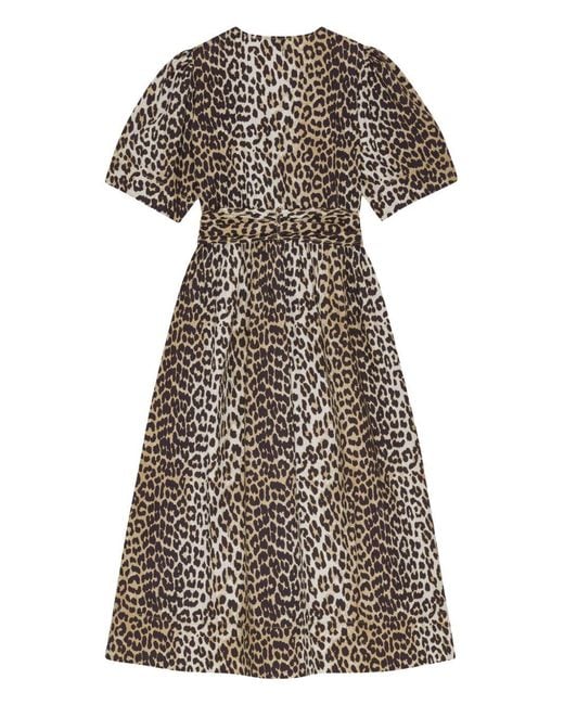 Ganni Brown Dress With Animal Print
