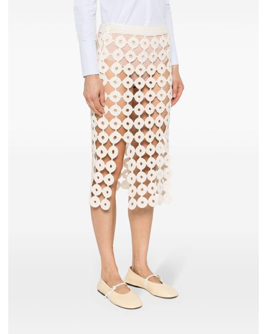 Wales Bonner White Stanza Knit Skirt