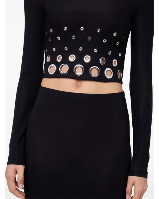 Rabanne Crop Top Met Oogjes in het Black