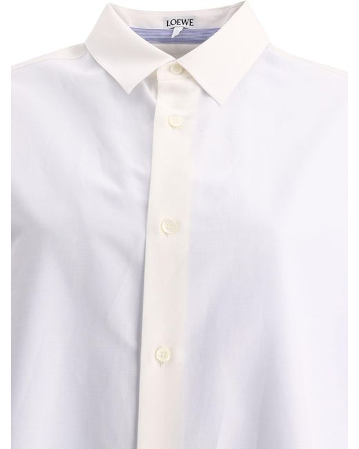 Vestido camisero de doble capa de Loewe de color White