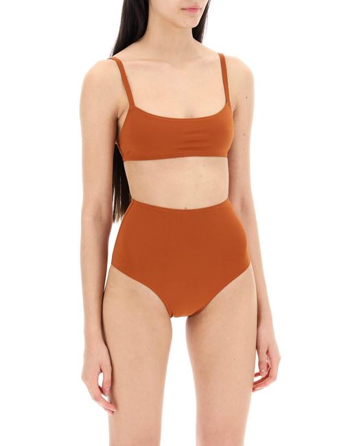 Once set de bikini de cintura alta Lido de color Brown