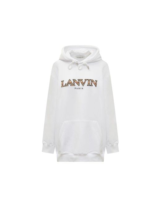 Sudadera con capucha de logotipo de gran tamaño de Lanvin de color White