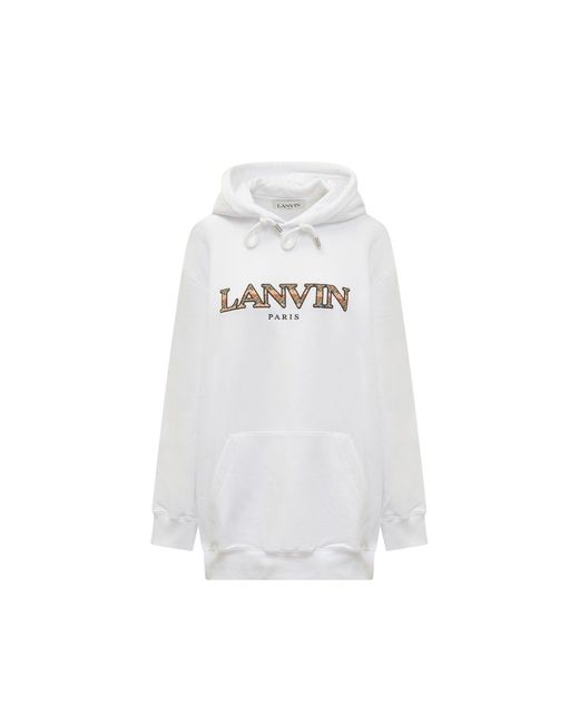 Lanvin Oversized Logo Hoodie Sweatshirt in het White