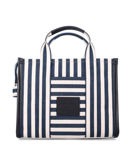 Marc Jacobs White The Stripe Canvas Medium Tote Bag