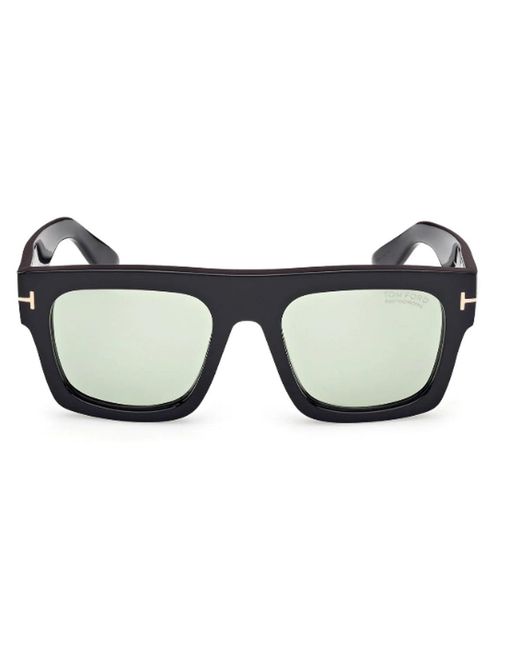 Tom Ford Zonnebril Ft0711 01 N Fausto Zwart/groen Unisex Meekleurend in het Blue