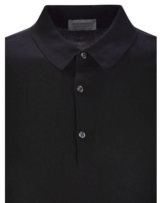 John Smedley Black Adrian Cotton Short Sleeved Polo Shirt for men