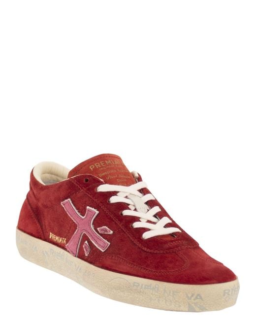 Premiata Red David 8102 Suede Trainers