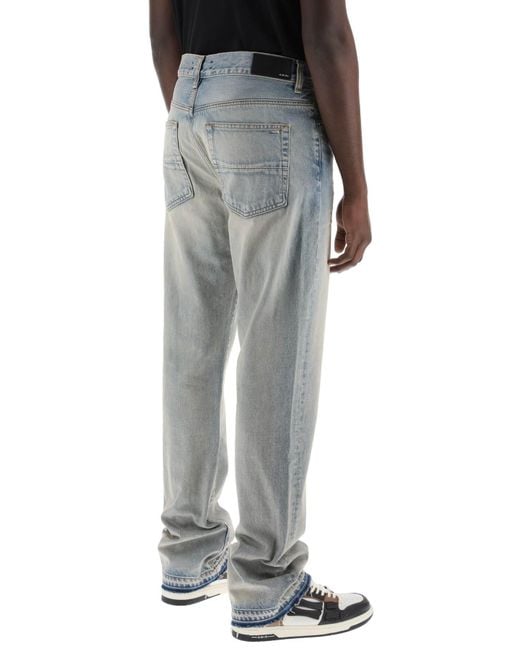 Jeans sueltos cortados rectos Amiri de hombre de color Blue