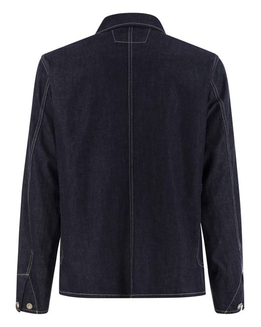 C P Company Blue Cotton Denim Jacket for men