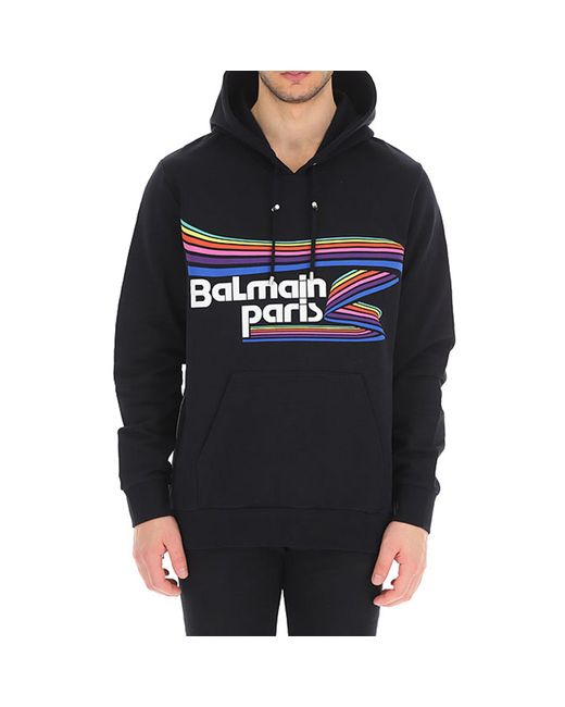 Balmain Black Logo Hooded Sweatshirt for men