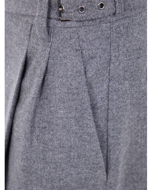 Brunello Cucinelli Gray Plissierte Hose Mit Gürtel