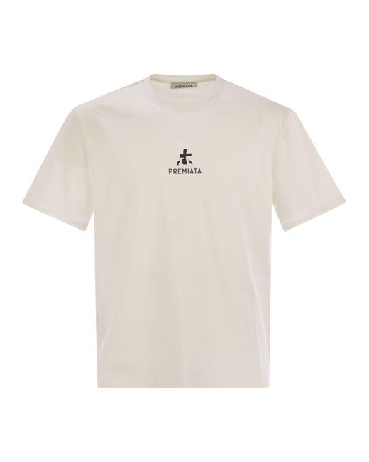 Camiseta de jersey de algodón Premiata de hombre de color White