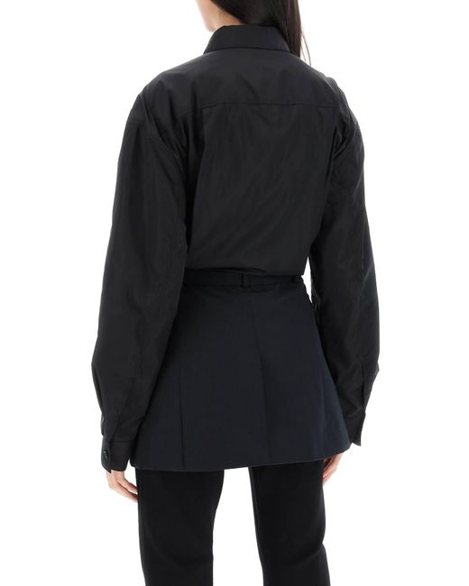 Alexander Wang Bimaterial Jacket Met Riem in het Black