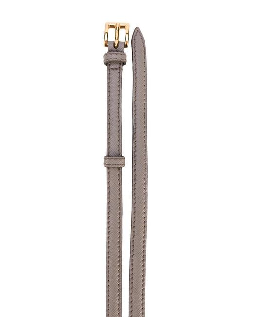 Prada Gray Thin Textured Belt