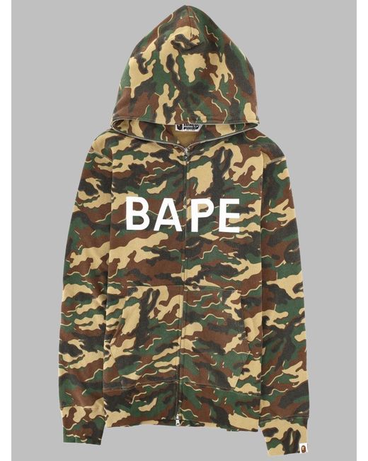A Bathing Ape Gray Glitch Woodlands Sweatshirt With Hood for men