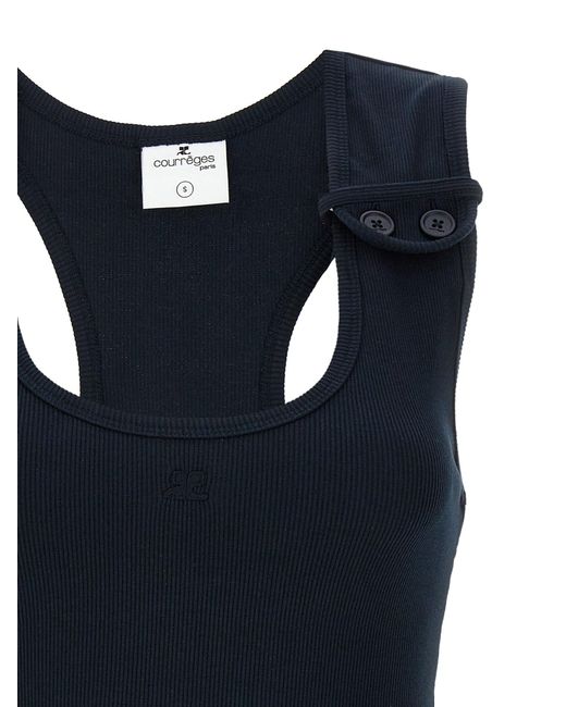 Courreges Courres 'double Buckele 90's Rib 'jurk in het Blue