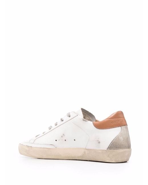 Golden Goose Deluxe Brand White Super Star Leather Upper And Heel Suede Star And Heel