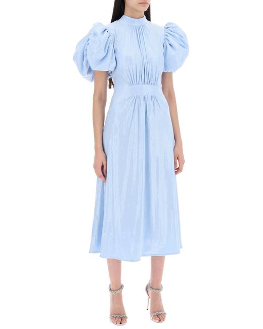 Rotar el vestido de lentejuelas midi con mangas con globo ROTATE BIRGER CHRISTENSEN de color Blue