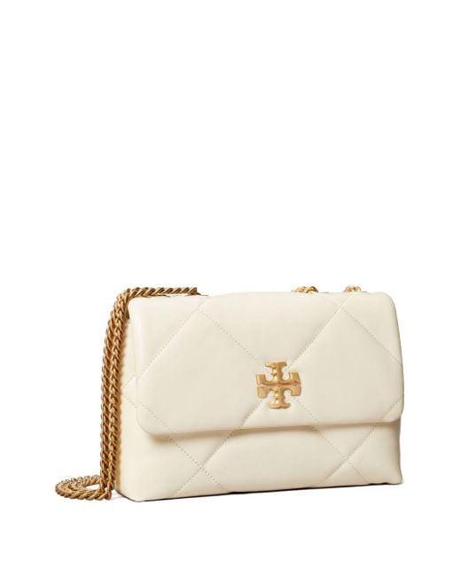 Tory Burch Kira Diamond Kleine Lederen Schoudertas in het Natural