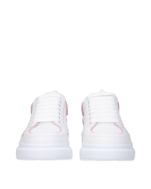 Alexander McQueen White Sneakers Larry Donna Pelle Bianco/Rosa Tenue
