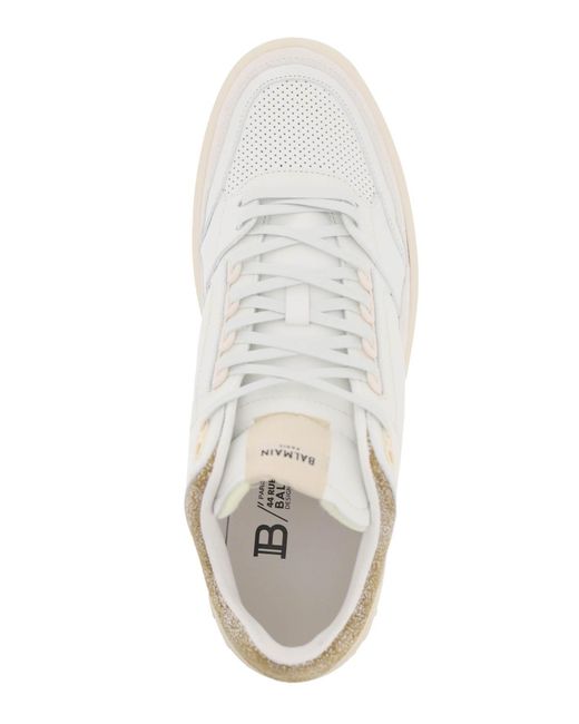 Balmain 'b Court' Mid Top Sneakers in het White voor heren