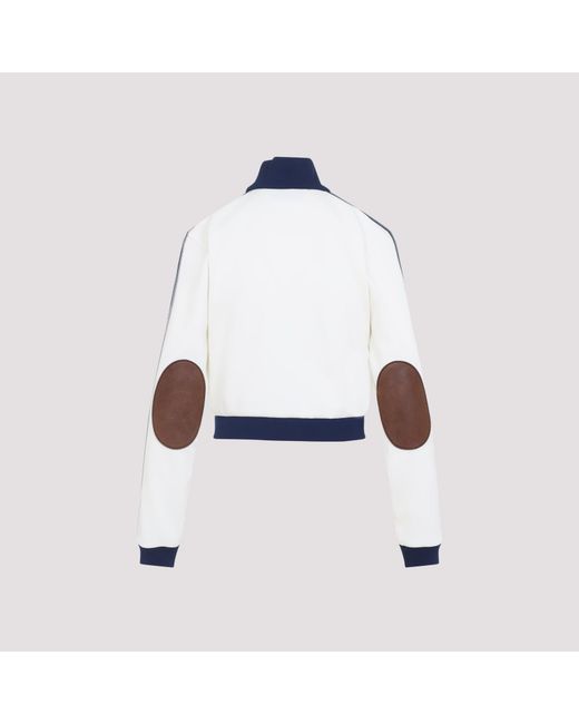 Prada Zip Up Logo Jacket in het White