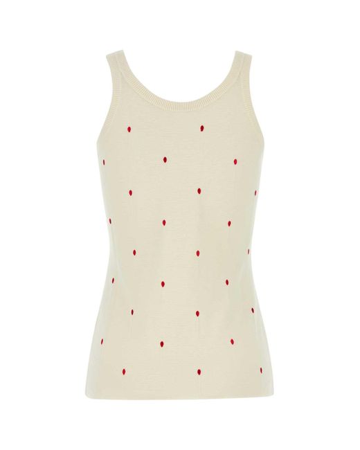 Bottega Veneta Natural Ivory Cotton Blend Tank Top