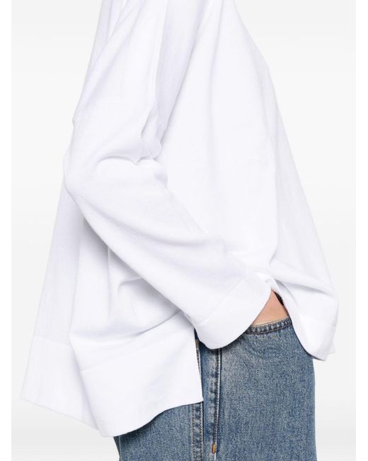 Daniela Gregis White Baumwollpullover mit U-Boot-Ausschnitt
