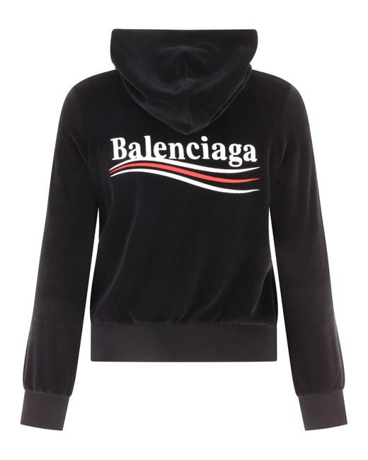 Balenciaga Black Chenille Hoodie mit Logo