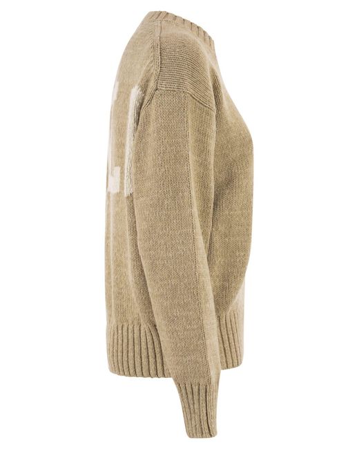 Polo Ralph Lauren Natural Cotton Knit Jumper With Intarsia Polo Logo