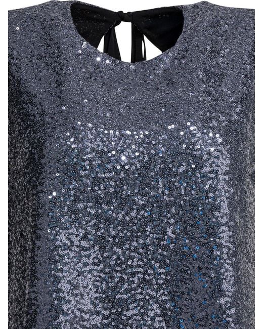 Semler Blue Sequined A-line Top Tops Grey