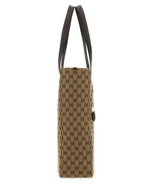Gucci Brown Fabric Shopping Bag Gg Medium
