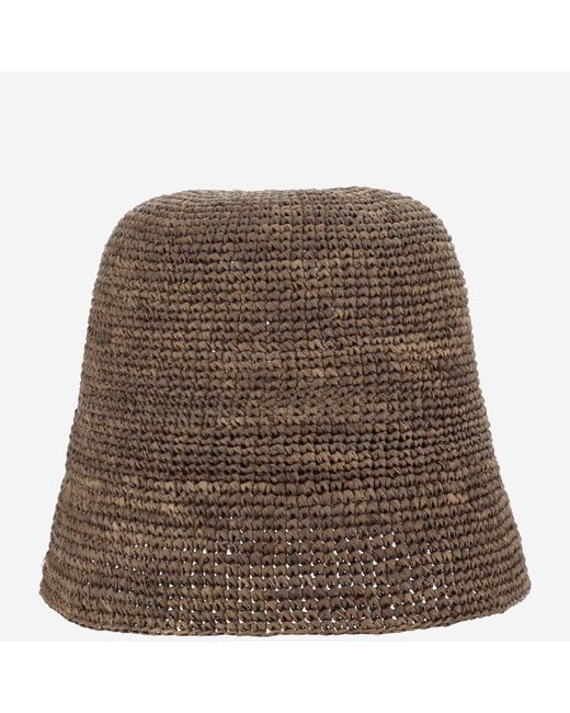 IBELIV Brown Raffia Hut mit Blumenmuster