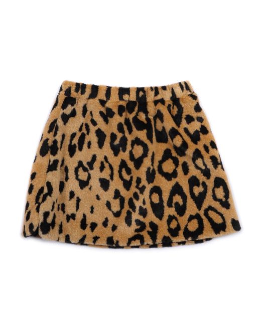 MSGM Natural Fur Animalier Mini Skirt Girl