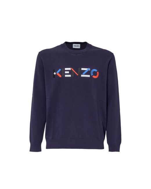 KENZO Pullover Cotton Logo in Blue für Herren