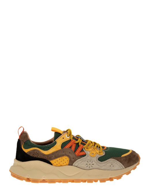 Flower Mountain Multicolor Yamano 3 Sneakers In Suede And Technical Fabric