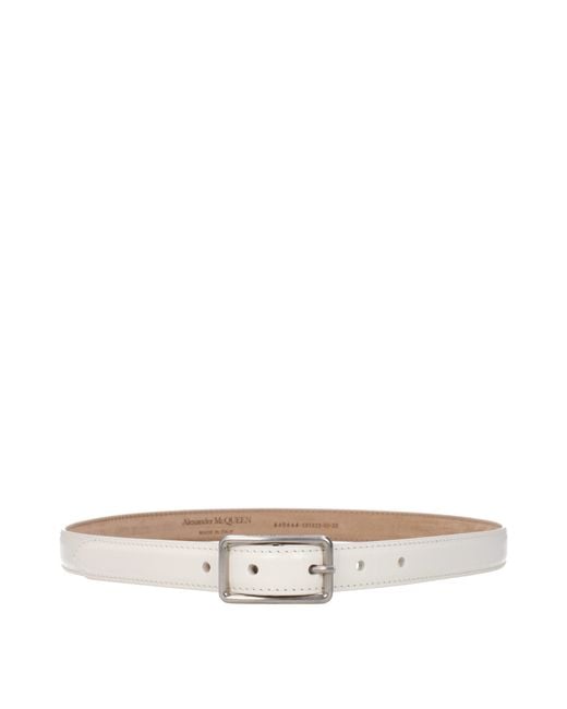 Alexander McQueen Natural Frauen 's Ledergürtel weiß/Elfenbein