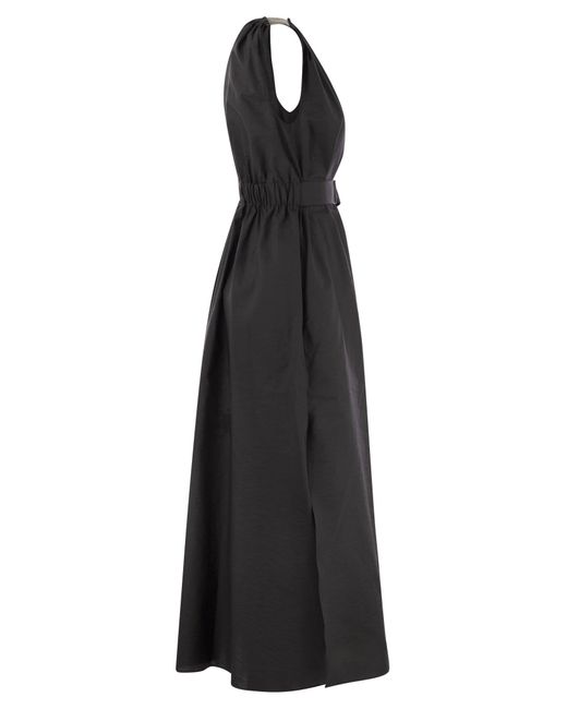 Brunello Cucinelli Black Ärmelloses Kleid mit Monile