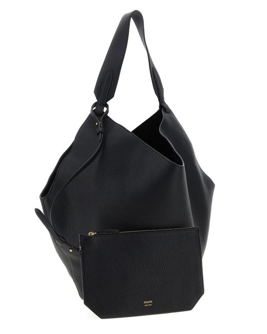 Khaite Black 'Lotus Medium' Einkaufstasche