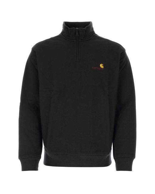 Carhartt Black Half Zip American Script Sweatshirt Cotton/Polyest