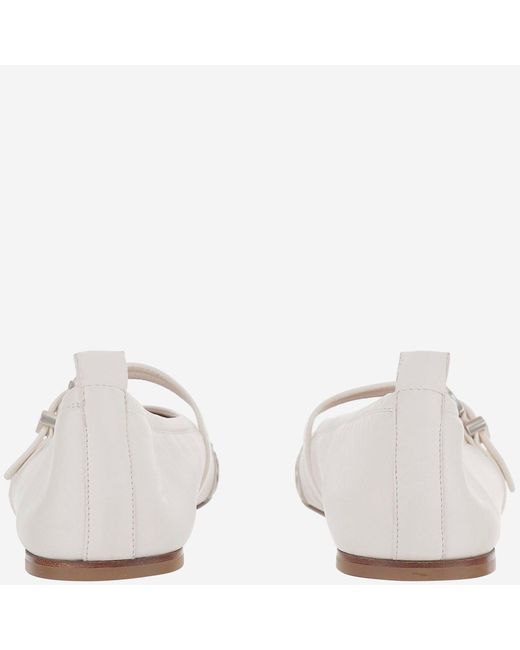 Sartore White Leather And Python Balerinas