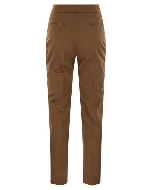 PT Torino Brown Frida Cotton And Silk Trousers With Pleat