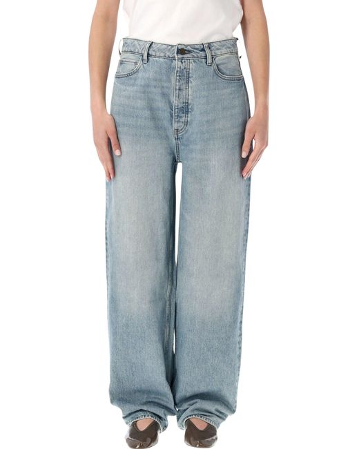 Essentials x Fear Of God Blue High-Rise Relaxed Straight-Leg Jeans