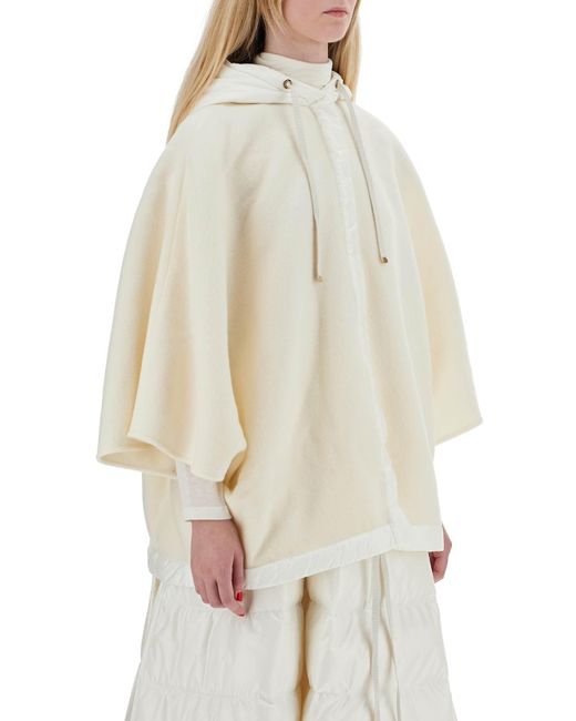 Moncler White Woolen Cloth Cape For Protection